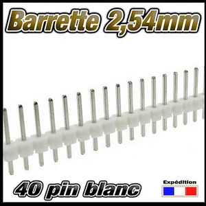 930BL# barrette blanche mâle 40 pin 2,54mm sécable 2 à 25 pcs - arduino DIY - Imagen 1 de 1