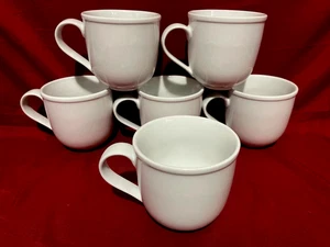 Crate & Barrel Culinary Arts Set Of 6 White Coffee Mugs 16oz. - Picture 1 of 2