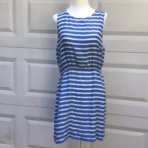 J Crew Womens Dree Shift Silk Dress In Deck Blue Stripe Size 10 #8574 Sleeveless - Picture 1 of 14