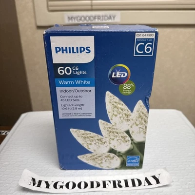 Phillips 60 C6 Lights Warm White LED Brand New Box Christmas Lights - Image 1 of 4