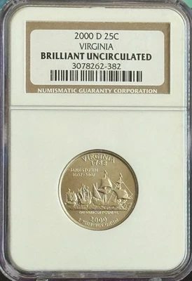 2000 D Virginia State Quarter NGC Certified Brilliant Uncirculated. - Image 1 of 2