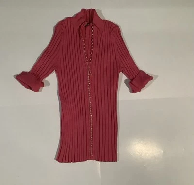 Guarnição de punho superior rosa anos 90 Willi Smith com zíper manga 3/4 - Imagem 1 de 4