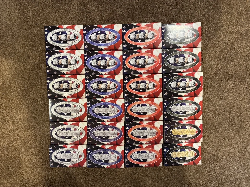 CSN State Quarter Set 2003-2008 Platinum, Gold, D and P Mints- 24 Sets COAs - Image 1 of 1