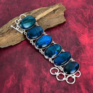 Neon Flash Labradorite Gemstone 925 Sterling Silver Jewelry Bracelet Gift mens - Picture 1 of 5