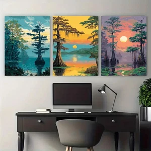 3pcs Louisiana Orleans Bayou Landscape Scene Wall Art Canvas Unframed/Framed - Foto 1 di 9