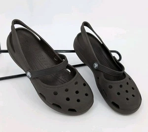 Crocs Shayna Slingback Mary Jane scarpe sandalo marrone donna taglia 10 W - Foto 1 di 9