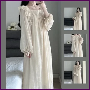 Spitze Nachthemd Nachtwäsche Damen Koreanische Rüschen Nachtkleid Frühling Einteiler - Bild 1 von 24
