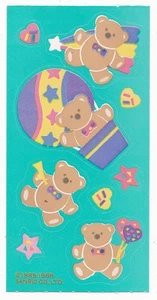 Vintage 80er Jahre Sanrio Bären Sterne & Herzen Mini Sticker Bogen - Bild 1 von 2