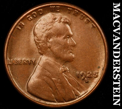 1925-S Lincoln Wheat Cent - Scarce  High Grade  Semi-key  Better Date  #F8101 - Image 1 of 2