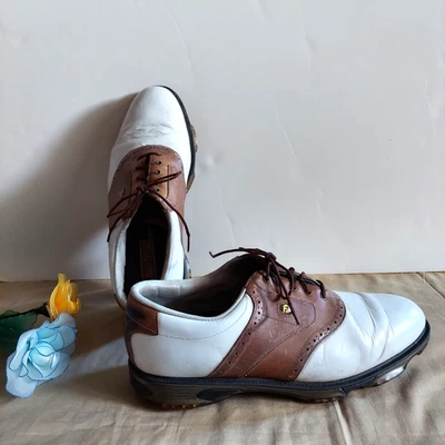 FootJoy Shoes Mens 14M Golf White Brown Dryjoys Tour Soft Spike Sneaker Lace Up - Image 1 of 4