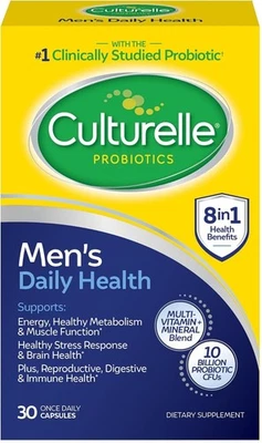 Culturelle Daily Health 8 en 1 probiótico y multivitamínico para hombres - 30 quilates Foto 1 de 4