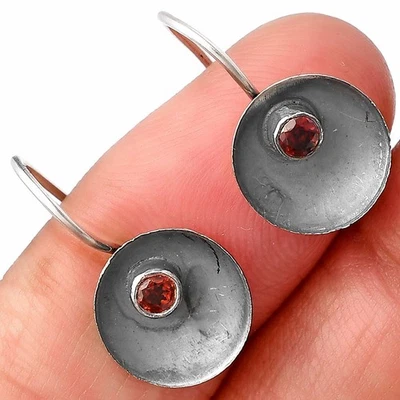 Hessonite Garnet - Madagascar 925 Sterling Silver Earrings Jewelry E-1241 - Image 1 of 4