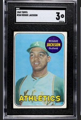 1969 Topps Reggie Jackson novato #260 SGC 3 Athletics Yankees Foto 1 de 2