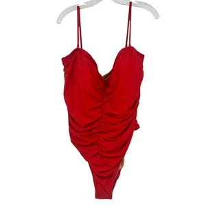 J. Traje de baño Crew de una pieza para mujer talla 24 rojo acanalado Resort Vacay - Imagen 1 de 13