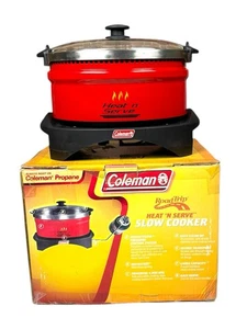 Olla de cocción lenta Coleman Road Trip Heat 'N Serve 6 cuartos ajuste de temperatura rojo serie 9935 - Imagen 1 de 9