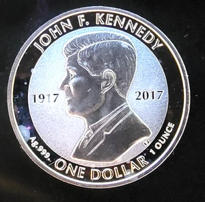 2017 John F Kennedy JFK 100 Jahre Virgin Island - 0,999 Silber 1 Oz Unze Kunstmünze - Bild 1 von 2