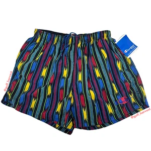 Vintage Neu mit Etikett Champion Herren bunt gestreifte gefütterte Badehose, Größe Large 36-38 - Bild 1 von 14