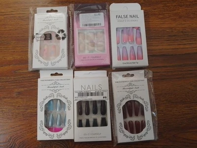false nails joblot bundle x6 nails nail extensions false falsies 6 sets lot - Image 1 of 4