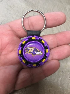 Native American Beaded Baltimore Ravens Navajo Key Chain Key Ring Awesome #A - Picture 1 of 3