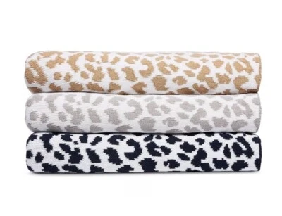 Manta tejida leopardo colección Hudson Park, champán 👍 Foto 1 de 4