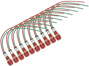 (Pack of 10) Yuco 9mm Miniature LED Indicator Lights Cylindrical Cap YC-9WRT-1 - Picture 1 of 6