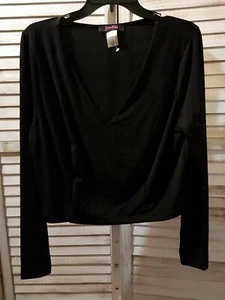 Lorena Rose Damen Bluse Größe 0X Schwarz Langarm Stretch Cropped Pullover  - Bild 1 von 6