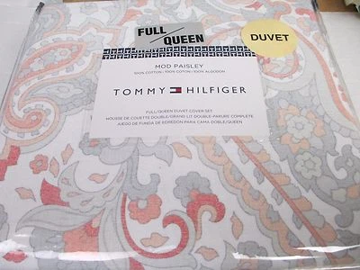 Nuevo Juego de Edredón Floral TOMMY HILFIGER 3 piezas Mod Paisley Gris Coral - Completo/Reina Foto 1 de 4