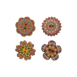 50pcs Floral Vibrant Painted Wood Buttons for Sewing Scrapbooking Clothing Craft - Picture 1 of 8