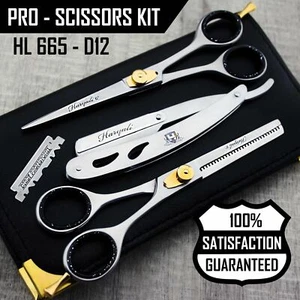 Professional Barber 6.5" Scissors Thinning & Cutting Scissor Straight Razor Set - Picture 1 of 5
