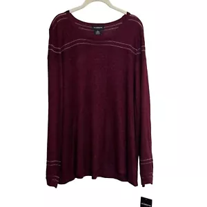 Liz Claiborne Career Womens Blouson Metallic Sweater XXL Burgundy Passion NEW - Picture 1 of 6