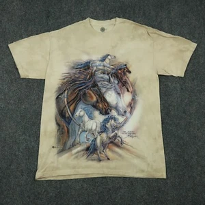 The Mountain T-Shirt Kurzarm Pferde Elfenbein Beige Damen Gr. L Batik - Bild 1 von 9