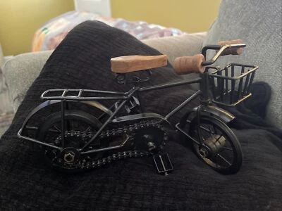 Vintage Bicycle Shelf Wall Desk Decor Metal Wood Bike Art 11"Lx7"Hx4"W Sculpture - Image 1 of 2