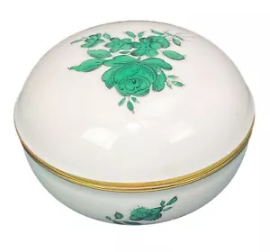 Wien Augarten Porcelana Wien Austria Baratija Verde Rosa Flores 2.75” x H2” - Imagen 1 de 5