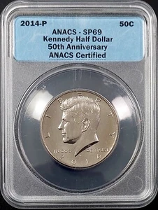 2014 P Satin Finish Kennedy Half Dollar certified SP 69 by ANACS! - Picture 1 of 4
