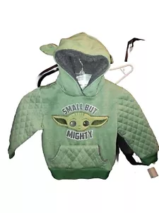 Star Wars Baby Yoda Pull Over Hoodie Kids Size 4t But Fit As A 2-3yrs Green... - Picture 1 of 6