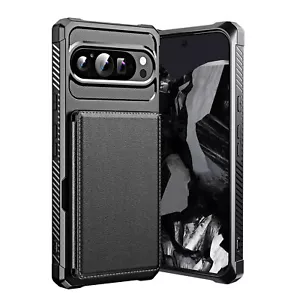 Funda trasera de cuero con ranura para tarjeta de crédito a prueba de golpes para teléfono Google Pixel - Imagen 1 de 52