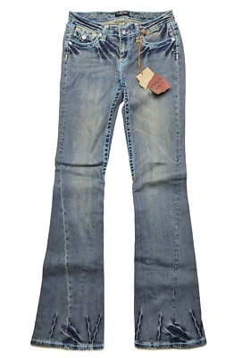 Virgin Only USA Twisted Seams Rhinestones Thick Thread Flare Jean 9 (z7) (e164) - Image 1 of 2