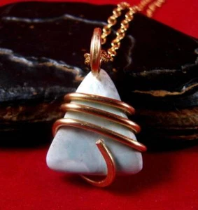Larimar Dolphin Stone Bronze Merlin's Gold Gemstone Pendant 35 - Picture 1 of 3