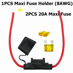 Waterproof In-line Blade Fuse Holder Maxi Type 8AWG + 2x 20 AMP Maxi Blade Fuses - Picture 1 of 7