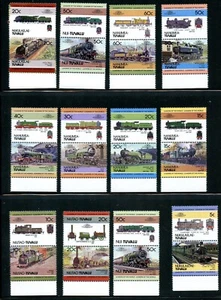 LOT 10258 MINT COLLECTION OF TWENTY EIGHT TENANT PAIRS TRAIN LOCOMOTIVE TUVALU - Picture 1 of 3