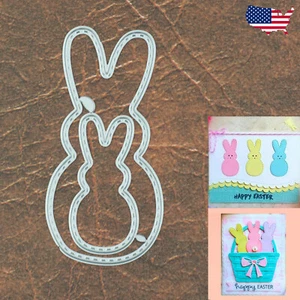 Conejos de Pascua Peeps Cosidos 2 Tamaños Troqueles de Corte y En relieve - Día del Padre + - Imagen 1 de 4
