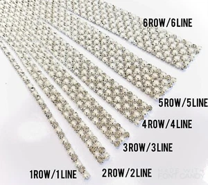 1 Yard STRIP 5mm Diamond Rhinestone Ivory Pearl Wedding Cake Trim Ribbon Decor - Picture 1 of 2