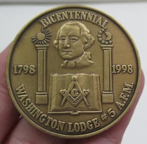 1798-1998 - BICENTENNIAL - WASHINGTON LODGE #5 A F M - TOKEN - listing # 3323 - Imagen 1 de 9