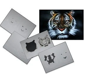S-033 Tiger Step by Step Airbrush Schablone für Acryl Spray Wand Tattoo Farbe - Picture 1 of 1