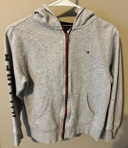 Tommy Hilfiger Hoodie Gray Long Sleeve Full Zip & Pockets Youth Medium 12/14 - Picture 1 of 5