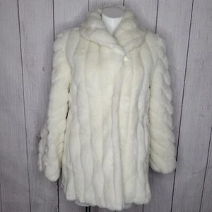 Cappotto pelliccia sintetica lusso bianco sporco Monterey Fashions vintage anni 80 taglia 14 - Foto 1 di 15