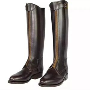 Genuine Leather Authentic Polo Riding Long Boots for Men With Zipper Closure - Picture 1 of 3