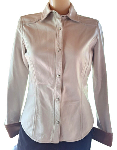 Giacca camicia pelle Coach vintage stile western giogo 2 toni donna taglia 6 vestibilità piccola