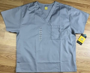 WonderWink Wonder Work Scrub Shirt Unisex Gray Everyday Durable Size Medium NEW - Picture 1 of 8