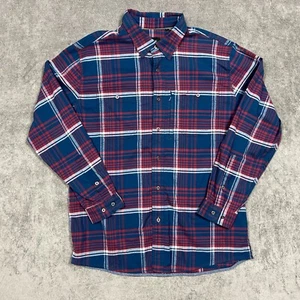 Camisa de franela Orvis para hombre grande manga larga roja azul a cuadros informal mezcla de algodón - Imagen 1 de 9